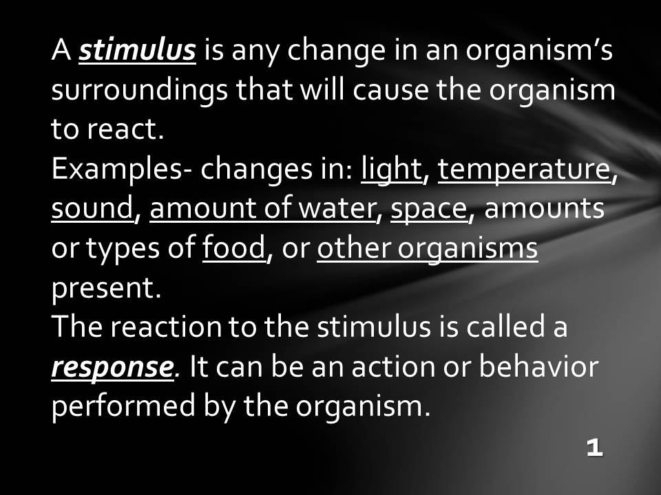 response to stimuli examples